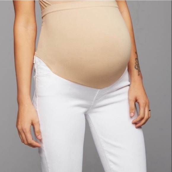 Mother Jeans Maternity Pony Boy Fray Cuffed White Slim Straight Size 26 - Picture 1 of 7